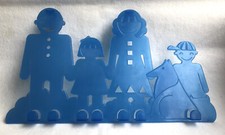Türgardrobe Familie - Kunststoff, blau, 7 Haken, Vater, Mutter, Kinder, Hund