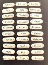 30 Papp Schilder Kaufmannsladen Kaufladen Minimarkt Gewürzregal Tee Sago 1930