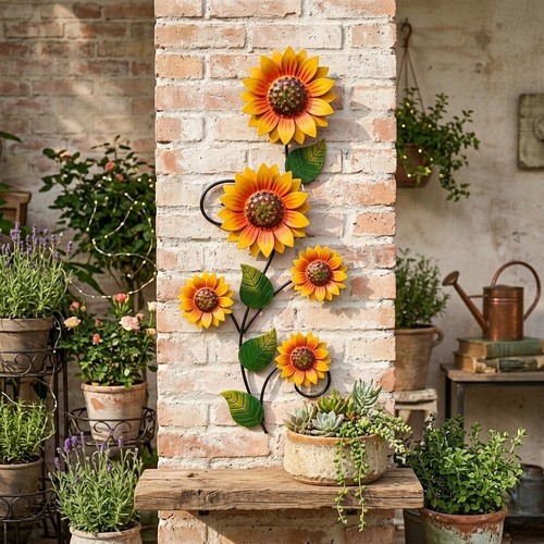 Handbemalte sonnenblume metall - sonnenblume,