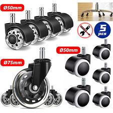 5er Bürostuhlrollen - 11mm Stift Hartbodenrolle leise Stuhl Drehstuhl Gummirad