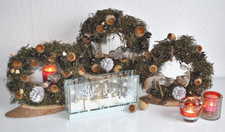 Winter Weihnachts Deko Konvolut Kränze aus Zapfen Holz Vögeln Naturmaterialien