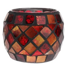 Teelichthalter Mosaik Glas Rot