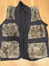 Damen Weste Strick mit Fell