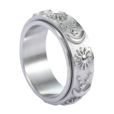 Ring Silber Titanstahl Sonne
