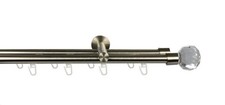 Gardinenstange Innenlauf 2-läufig 1,4 m Edelstahl Optik Garesa Kristall (776)