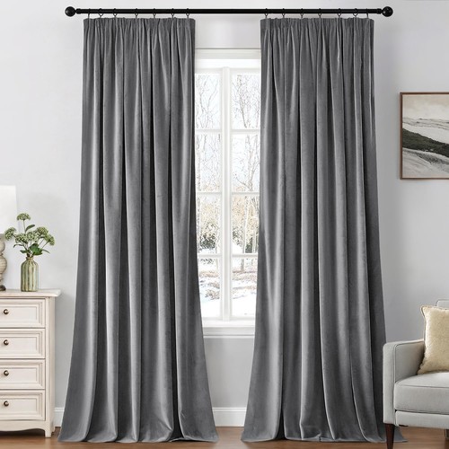 Samtvorhang 2er set - set, grau