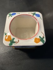 Kleines Quadratisches Döschen, Keramik, Handgemalt, Bauermalerei