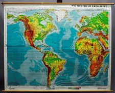 Schulwandkarte Rollbild Weltkarte Westliche Erdhaelfte Harm Lehrtafel