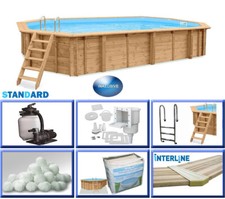 Ovaler Holzpool Bali BASIC Set 8,40 x 4,90 x 1,38 m Schwimmbecken robust massiv