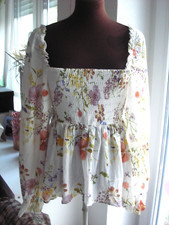 H&M BLUSE LANGARM SMOK BLUMEN