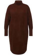 Ulla Popken große Größen Midikleid 50+ erde Strickkleid Oversized Stehkragen