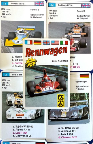 Auto quartett rennwagen - rennwagen, 1975