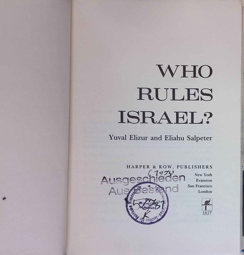 Who rules israel elizur - rules, israel?