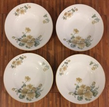 4x SELB PAUL MÜLLER seltene edle Suppen Teller Weiß Blumen Goldrand Porzellan