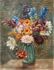 Ölbild Impressionist 1928 Stillleben mit Blumen unleserlich signiert 59 x 45,5cm