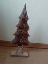 Holz Tannenbaum m. Fell u. Glöckchen 33cm hoch gebraucht