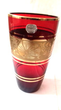 Vase,Bohemia-Glas,rot/gold,Mad