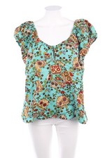 HELL BUNNY Kurzarm-Bluse Print XXXXL hellblau