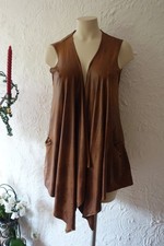 MAGNA Zipfel Weste Kunstlederoptik 44 46 NEU cognac braun Stretch LAGENLOOK