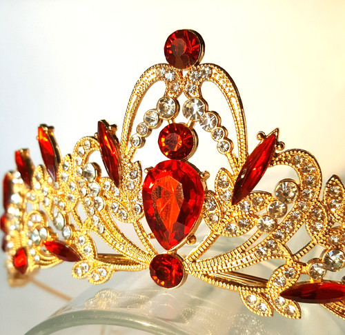 Krone gold strass rot - strass,