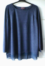 GRANDIOSA  Leichter Pullover Pulli  Gr. 54 - blau  Lagen-Look