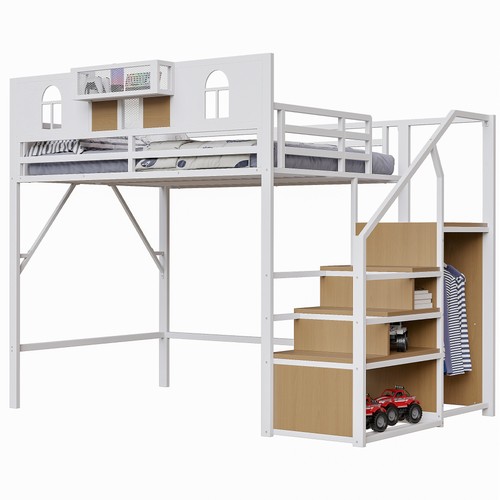 Hochbett weiß 140x200 mit - weiß,