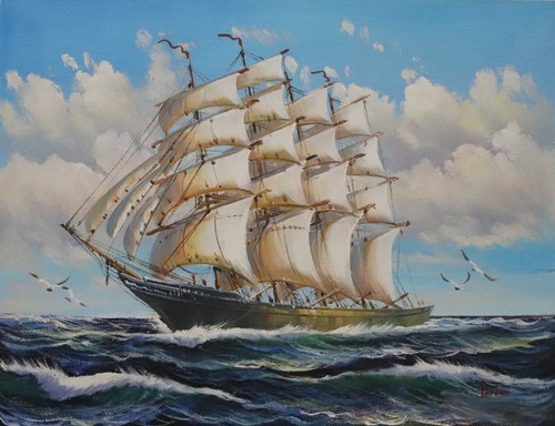 ölgemälde 30x40 segelschiff - Ölgemälde,
