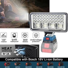 90W Für Bosch Li-ion Akku LED Arbeitsleuchte 18V Strahler Licht Taschenlampe