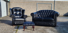 2 sitzer Chesterfield sofa und ohrensessel von Springvale in schwarz leder
