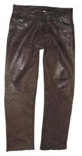 SPECKIGE " RABERG " Herren- LEDERJEANS / Nubuk- Lederhose dkl.- braun W31"/ L31"