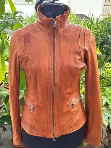 Damen lederjacke cognac - damen-lederjacke, cognac-farben