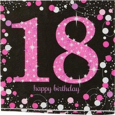 16 Servietten 18 Sparkling Celebrations pink 18. Geburtstag Glitzer Punkte 33x3 