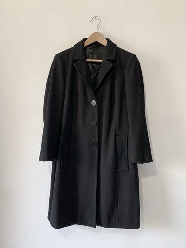 Benetton black wool long - black, coat