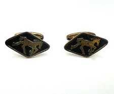 Vintage Cufflinks Pferd Motiv Art Deco Style Messing Vergoldet Retro Horse Desig
