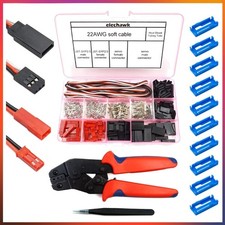 55 Sets Servo-Stecker Set: Männlich & Weiblich mit Crimp-Werkzeug für RC Modell