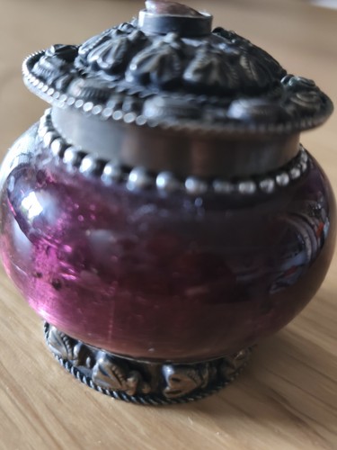 Pillendose antik blech stein - antik,