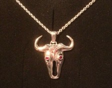 Silber Anhänger Stierschädel KUHSCHÄDEL Buffalo LBC 925er Punze 18,51 g