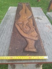 Einzigartiges handgeschnitztes Holzrelief – Akt einer Frau (Vintage/Antik)