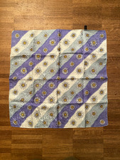 Seidentuch von Owa, Edelweiß Motiv, weiß, türkis, blau, 52x52