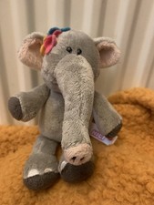 Nici Elefant Schlenker grau mit Blumen weiches Plüschtier 10 Zoll Sammlerstück RAR