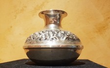 Silberne Vase, Kupfer, Florale Ornamente, (Verzinnt), Silbernes Objekt