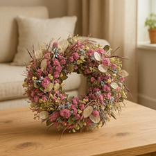 Trockenblumenkranz Landhaus - Blumenkranz Pink getrocknet – Trockenblumen Deko