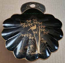 Japan Urushi Lackmalerei Schale Muschelform Pappmache Lackkunst um 1910