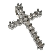 Vintage Diamant Kreuz Anhänger Damen 10K Weißgold massiv Gold mit Punze