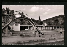 Gengenbach / Schwarzwald, Rutsche im Schwimmbad, Ansichtskarte 1959 