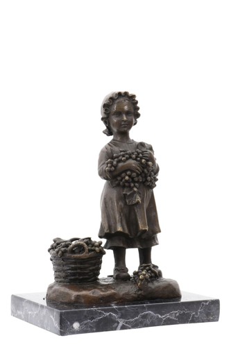 Bronzeskulptur mädchen korb - mädchen,