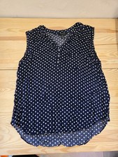 Bluse Blau mit Weißen Punkten, Ärmellos  Gr. 46 ( Uk 20)