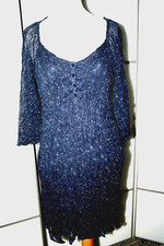 w. Neu EDC Esprit Chiffon Mini Kleid in Crash Optik Gr. 38 Navy / Dunkelblau