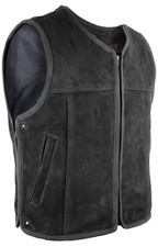 Herren Nubuk Lederweste Hunter Club Matt Schwarz Diamond Stepp Leder Kutte