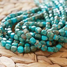 NELLYS Impressionen Jaspis Edelstein Perlen Nuggets ca. 5x8mm Würfel türkis